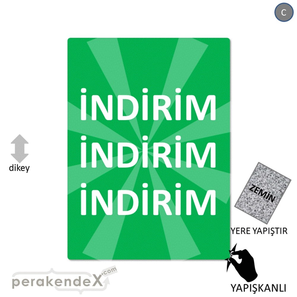 3X indirim YER ZEMİNE YAPIŞIR -dikdörtgen,tek yön baskı