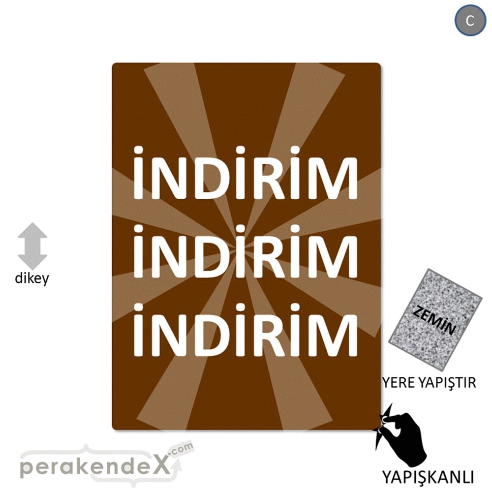 3X indirim YER ZEMİNE YAPIŞIR -dikdörtgen,tek yön baskı