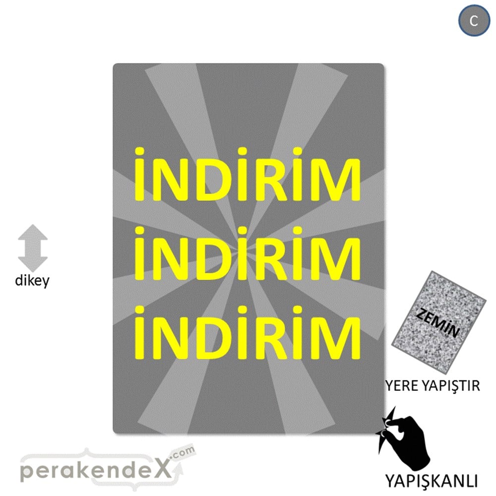3X indirim YER ZEMİNE YAPIŞIR -dikdörtgen,tek yön baskı