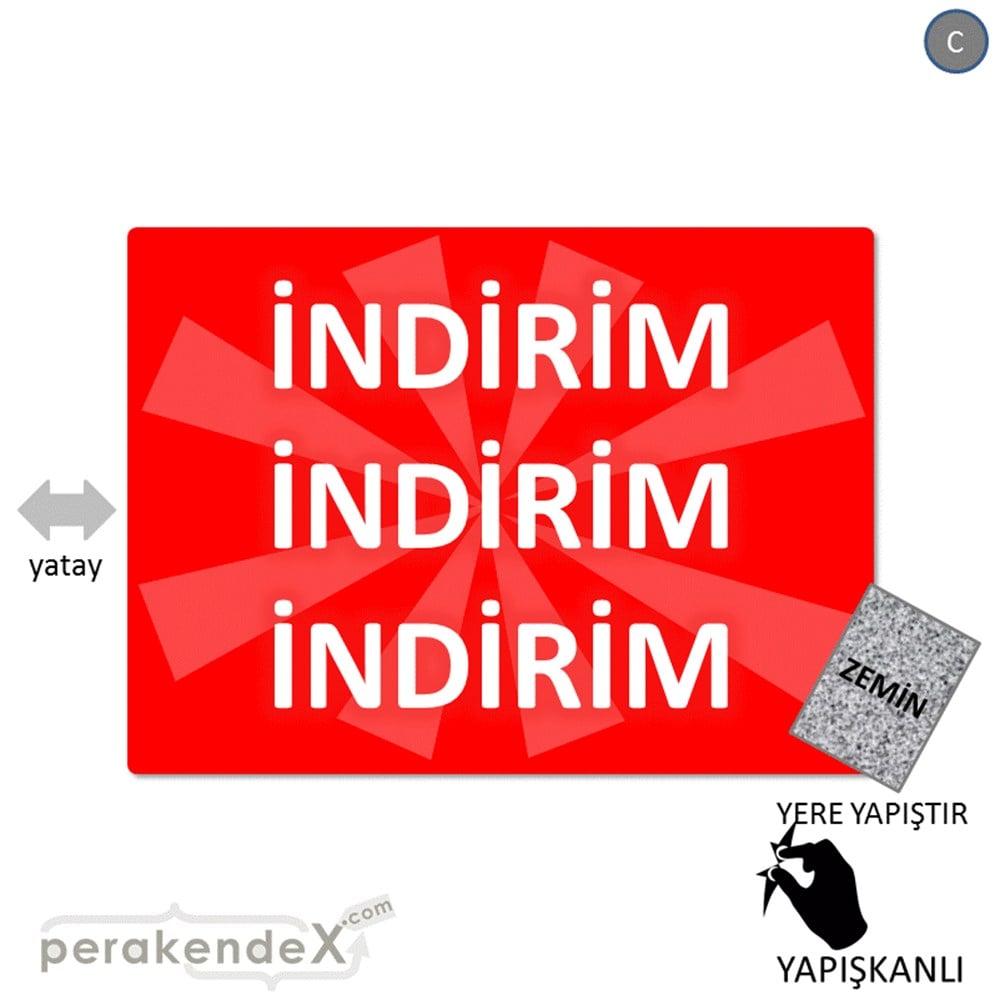 3X indirim YER ZEMİNE YAPIŞIR -dikdörtgen,tek yön baskı