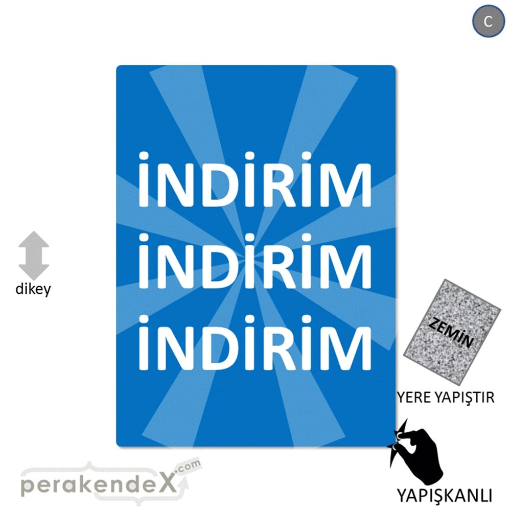 3X indirim YER ZEMİNE YAPIŞIR -dikdörtgen,tek yön baskı