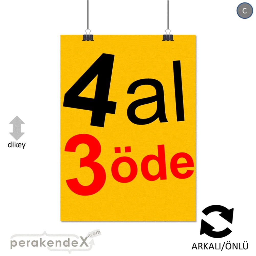 4 al 3 öde SERT PLASTİK POSTER -dikdörtgen,çift yön baskı