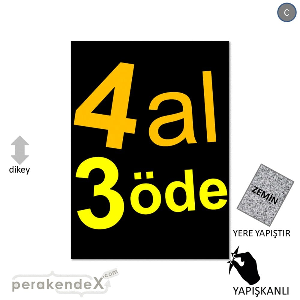 4 al 3 öde YER ZEMİNE YAPIŞIR -dikdörtgen,tek yön baskı