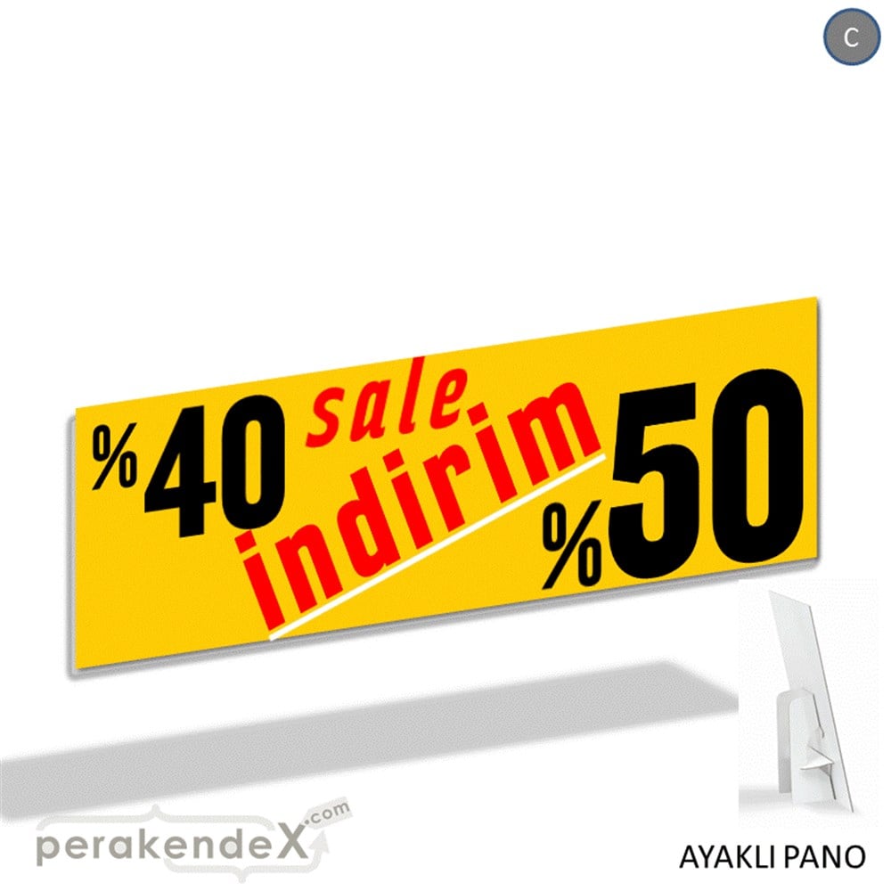 %40 %50 İndirim Sale KARTON AYAKLI POSTER,  PANO (BANNER) -dikdörtgen,tek yön baskı
