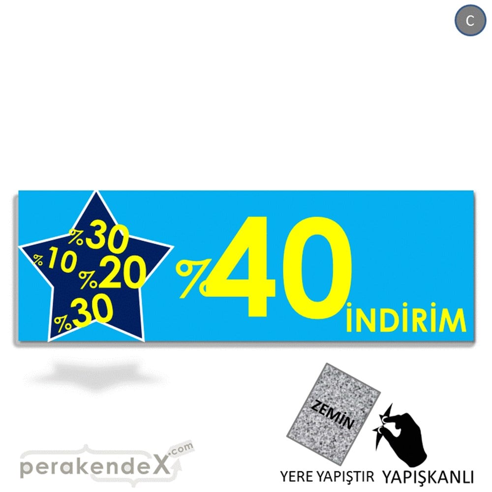 %40'A Kadar İndirim Yıldızlı Kademeli YER - ZEMİN FOLYO,  VİNİL (BANNER) -dikdörtgen,tek yön baskı