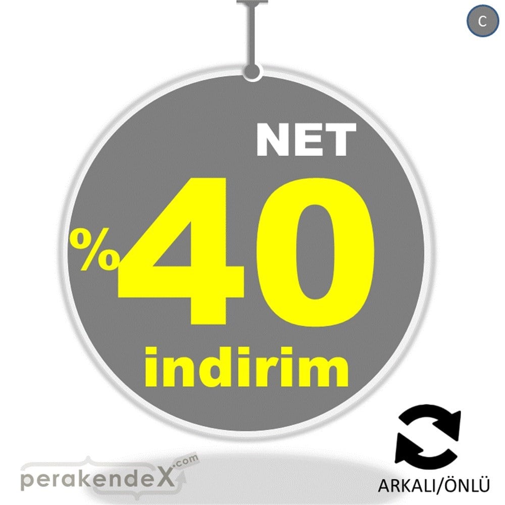 net yüzde 40 indirim DÖNKARTI -oval,çift yön baskı