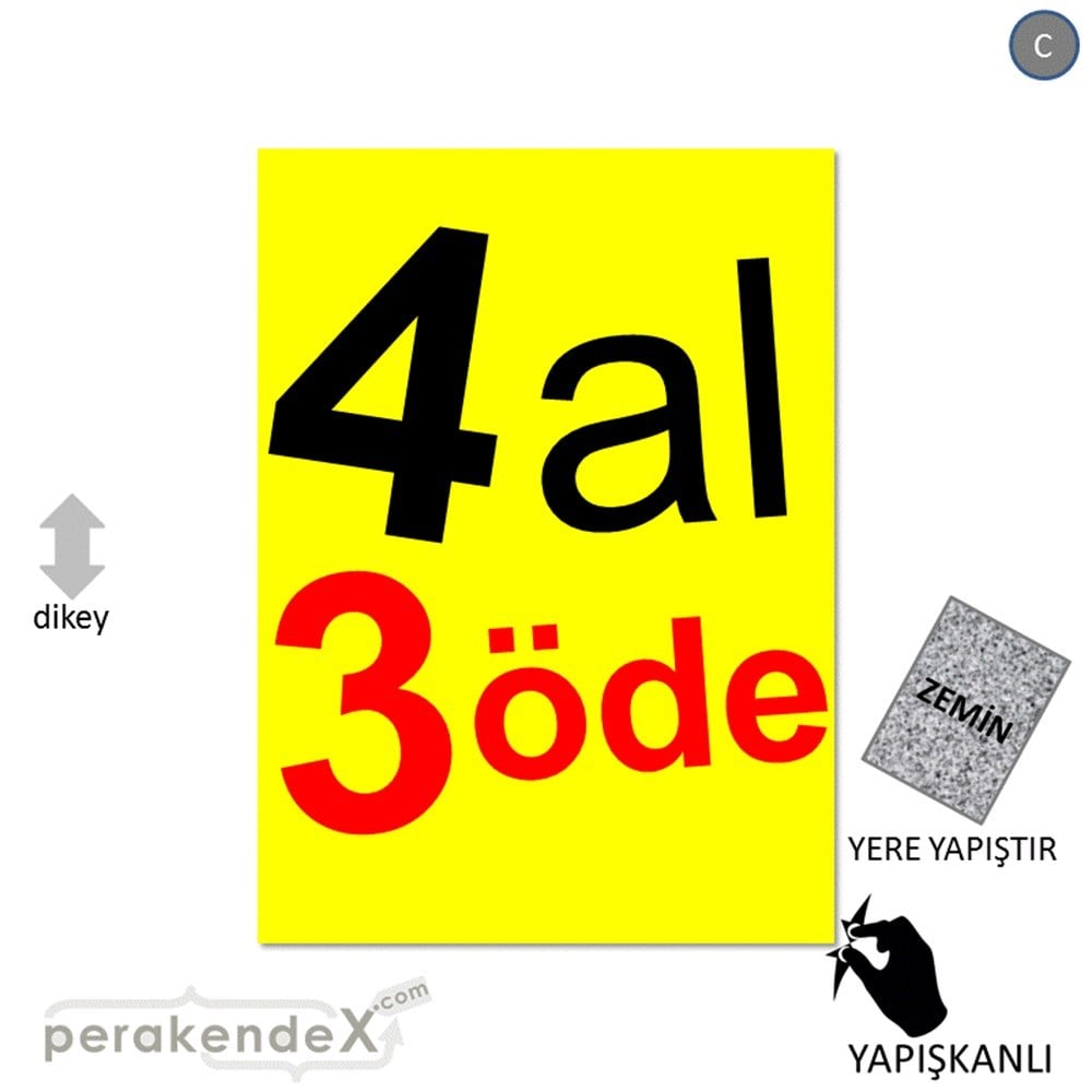 4 al 3 öde YER ZEMİNE YAPIŞIR -dikdörtgen,tek yön baskı