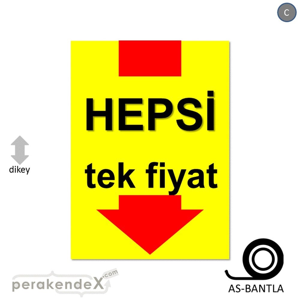 hepsi tek fiyat POSTERİ -dikdörtgen,tek yön baskı