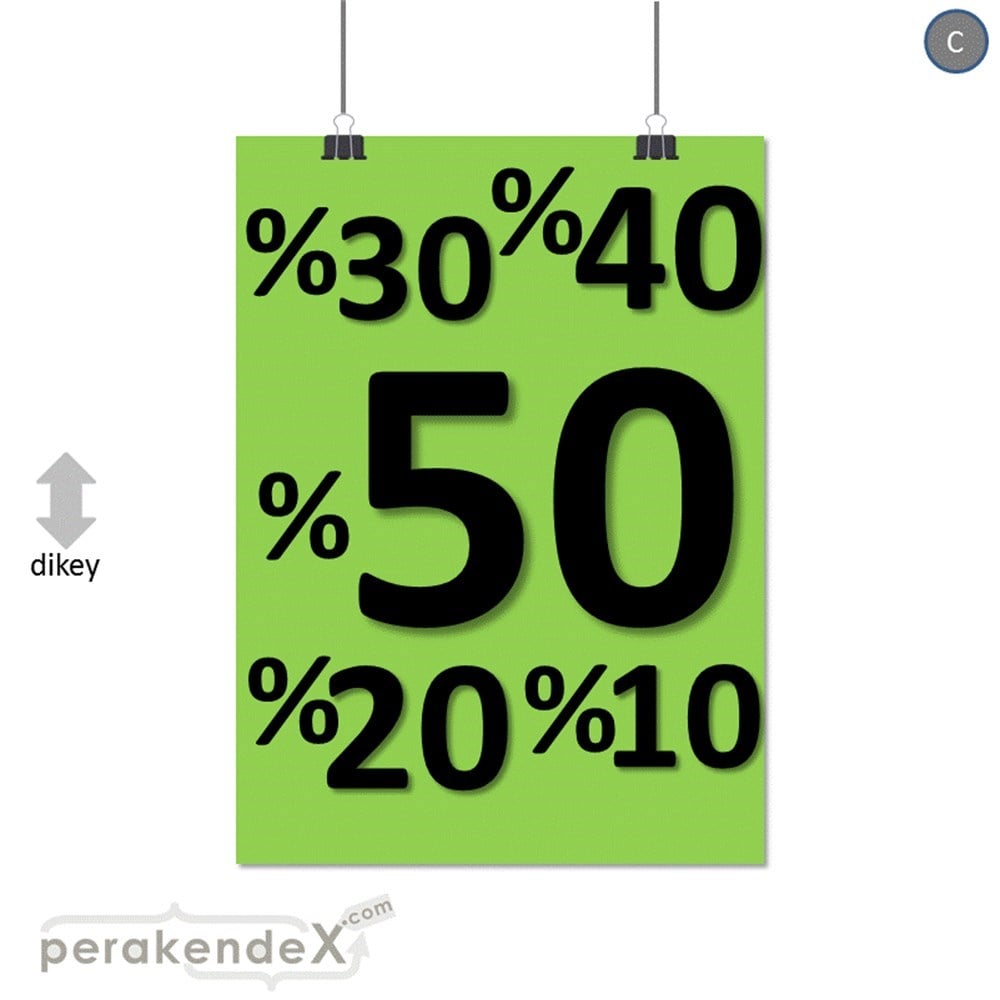 yüzde(50-40-30-20-10) indirim SERT PLASTİK POSTER -dikdörtgen,tek yön baskı