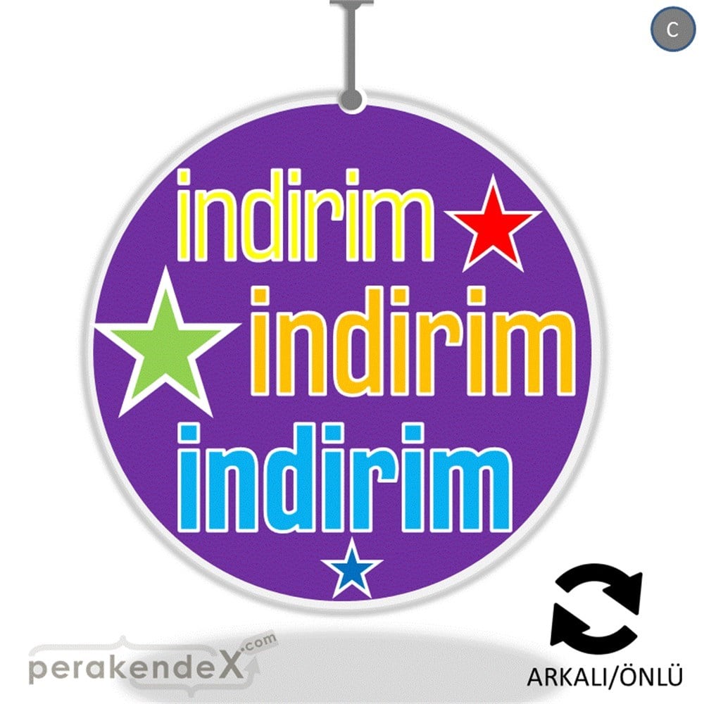 yıldızlı 3x indirim DÖNKARTI -oval,çift yön baskı