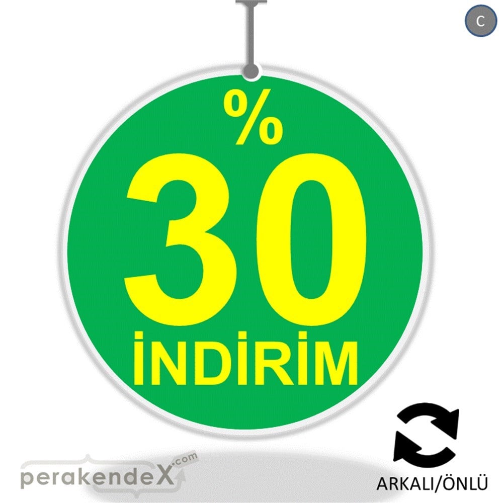 yüzde 30 indirim DÖNKARTI -oval,çift yön baskı