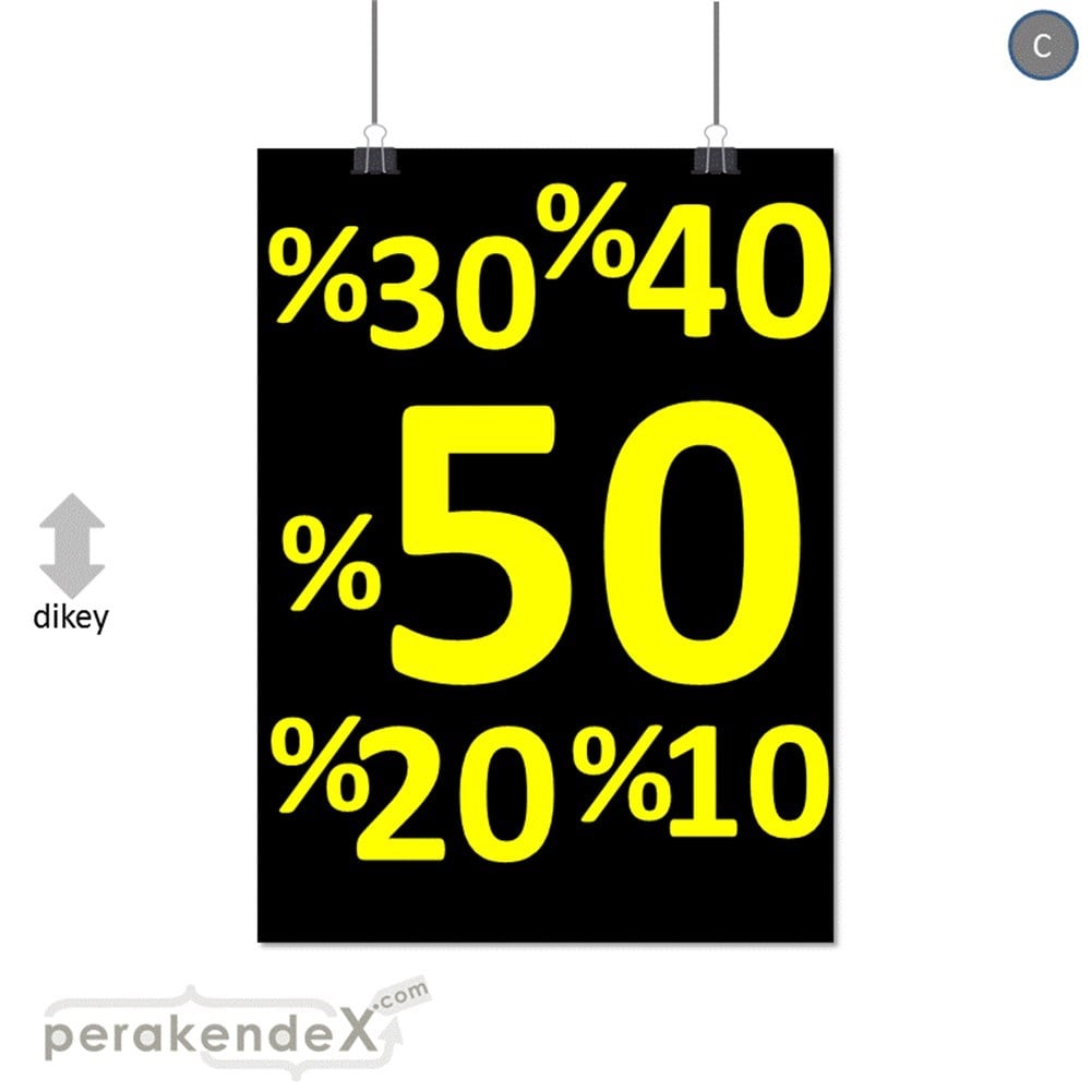 yüzde(50-40-30-20-10) indirim SERT PLASTİK POSTER -dikdörtgen,tek yön baskı
