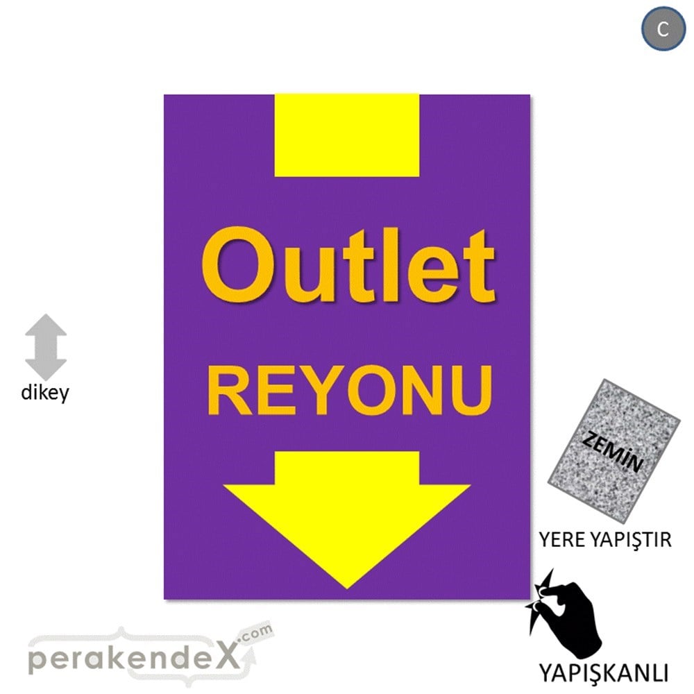 outlet reyonu YER ZEMİNE YAPIŞIR -dikdörtgen,tek yön baskı