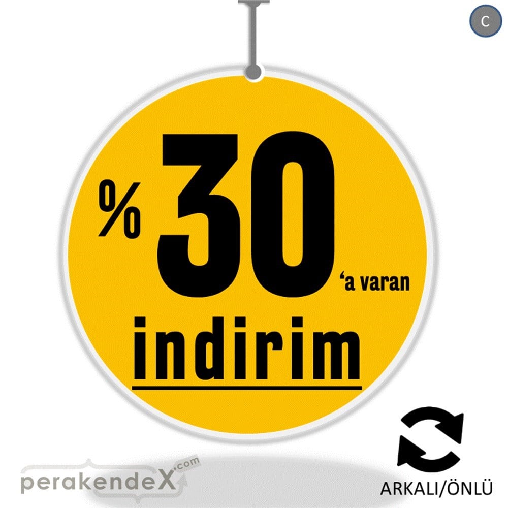 yüzde 30 a varan indirim DÖNKARTI -oval,çift yön baskı