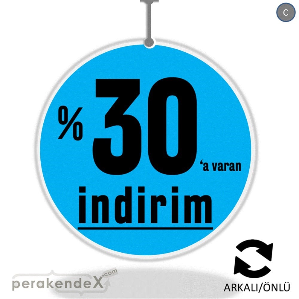 yüzde 30 a varan indirim DÖNKARTI -oval,çift yön baskı