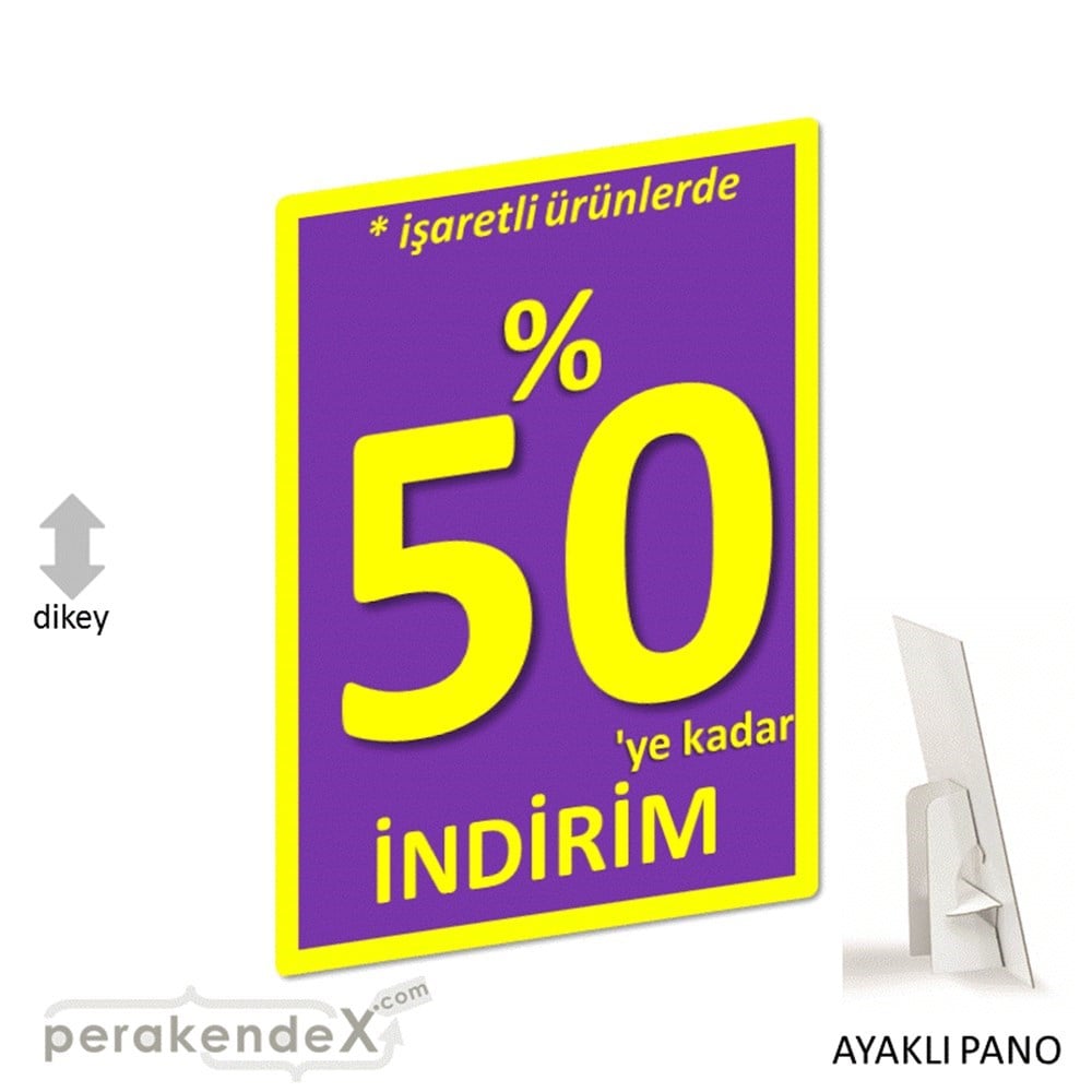 yüzde 50 ye varan indirim AYAKLI REKLAM PANOSU -dikdörtgen,tek yön baskı