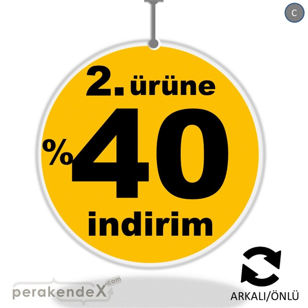 2. ürüne yüzde 40 indirim DÖNKARTI -oval,çift yön baskı