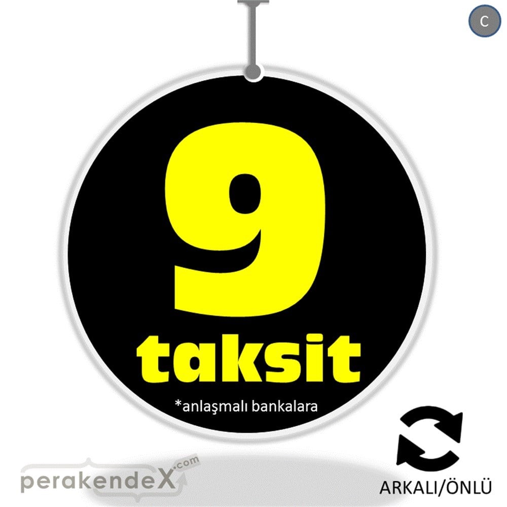 anlaşmalı bankalara 9 taksit DÖNKARTI -oval,çift yön baskı