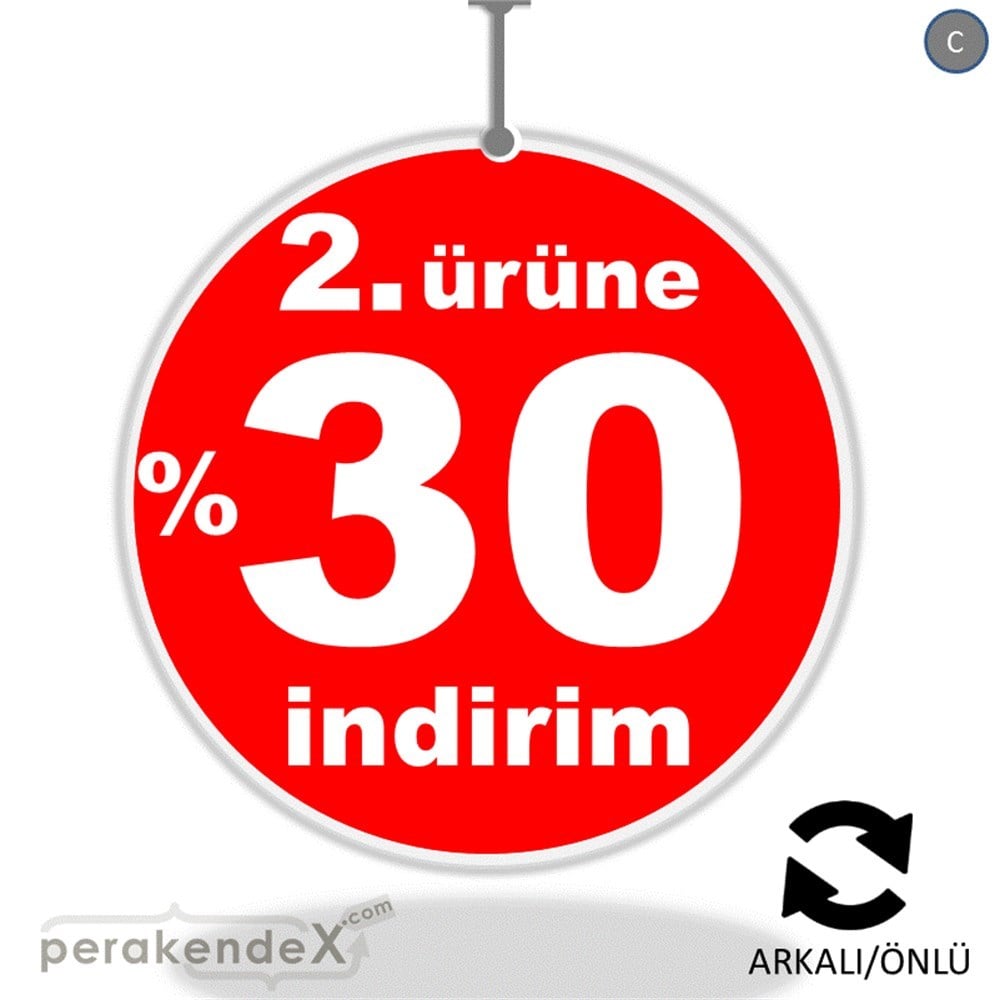 2. ürüne yüzde 30 indirim DÖNKARTI -oval,çift yön baskı