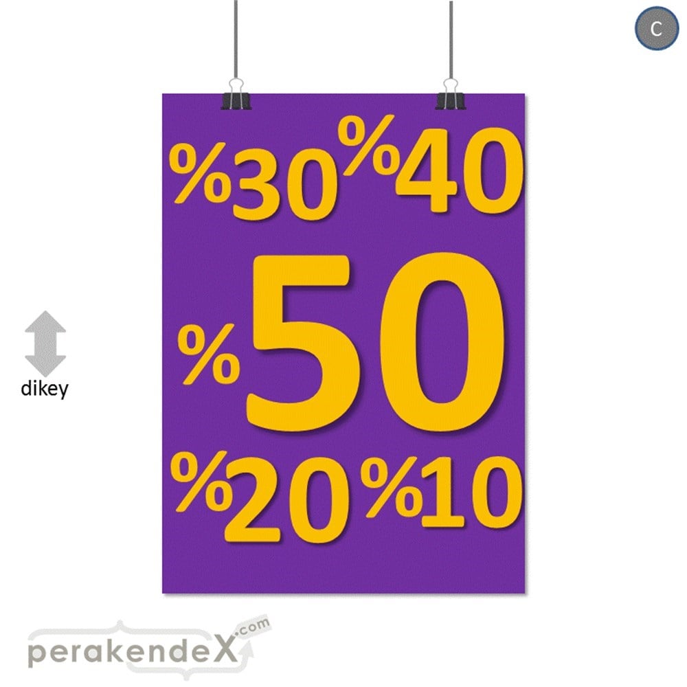 yüzde(50-40-30-20-10) indirim SERT PLASTİK POSTER -dikdörtgen,tek yön baskı