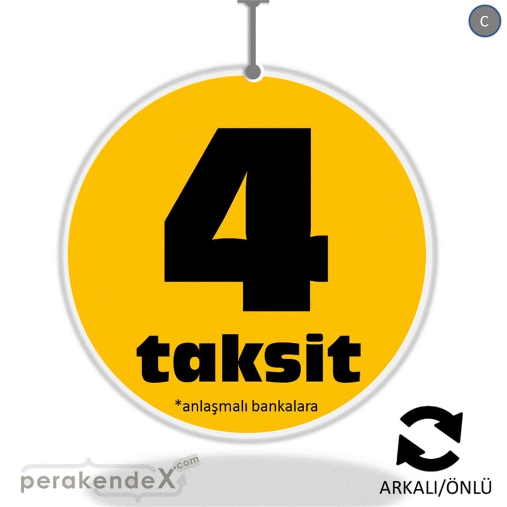 anlaşmalı bankalara 4 taksit DÖNKARTI -oval,çift yön baskı