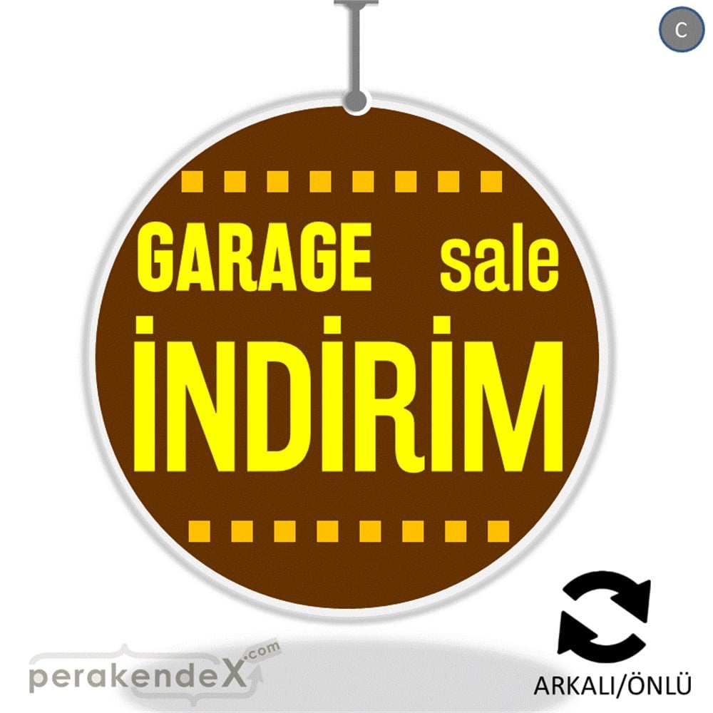 garage sale indirim DÖNKARTI -oval,çift yön baskı