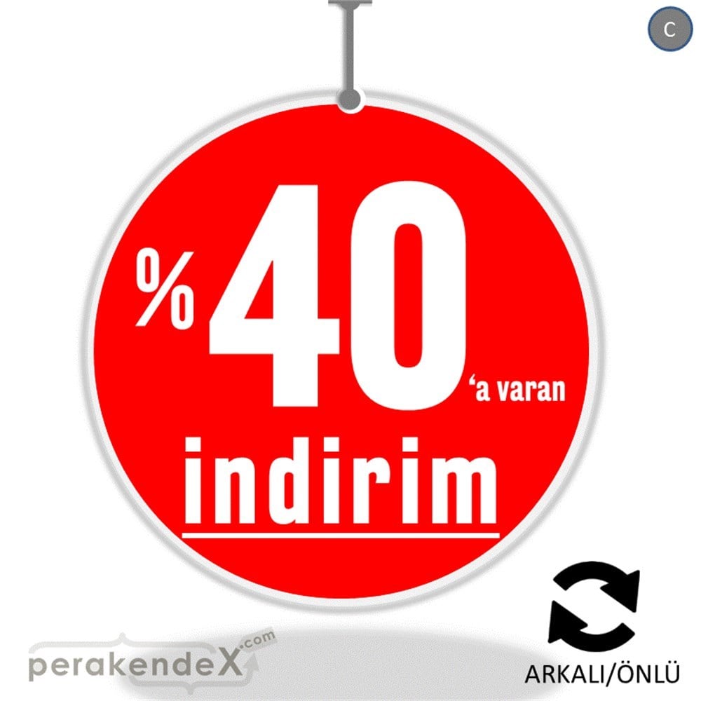yüzde 40 a varan indirim DÖNKARTI -oval,çift yön baskı