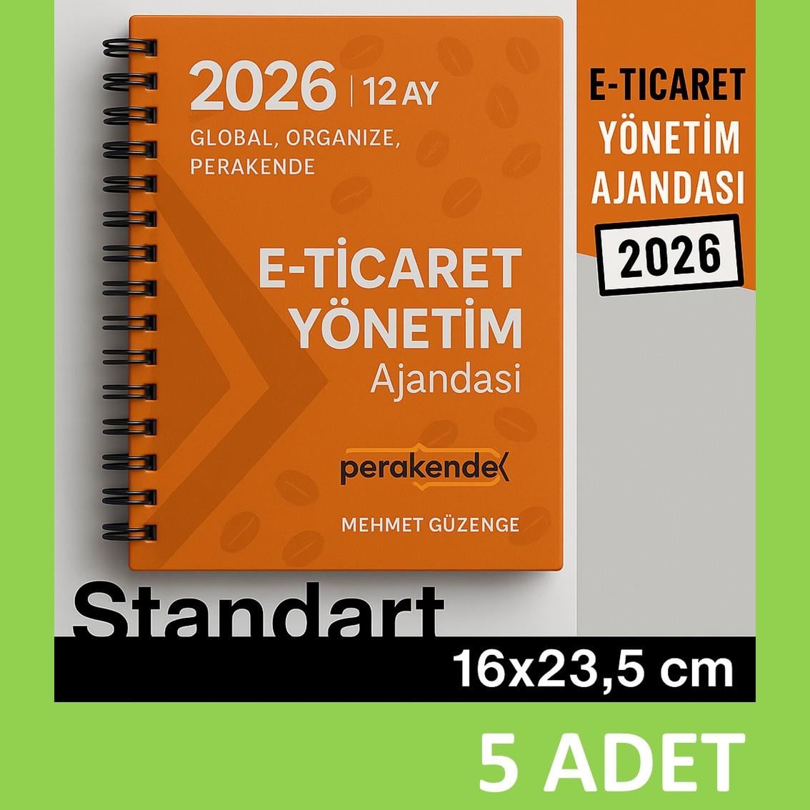 5 adet E-TİCARET YÖNETİM AJANDASI 2026 --xx -Standart Boy - 12 AYLIK//MAĞAZA YÖNETİM AJANDASI