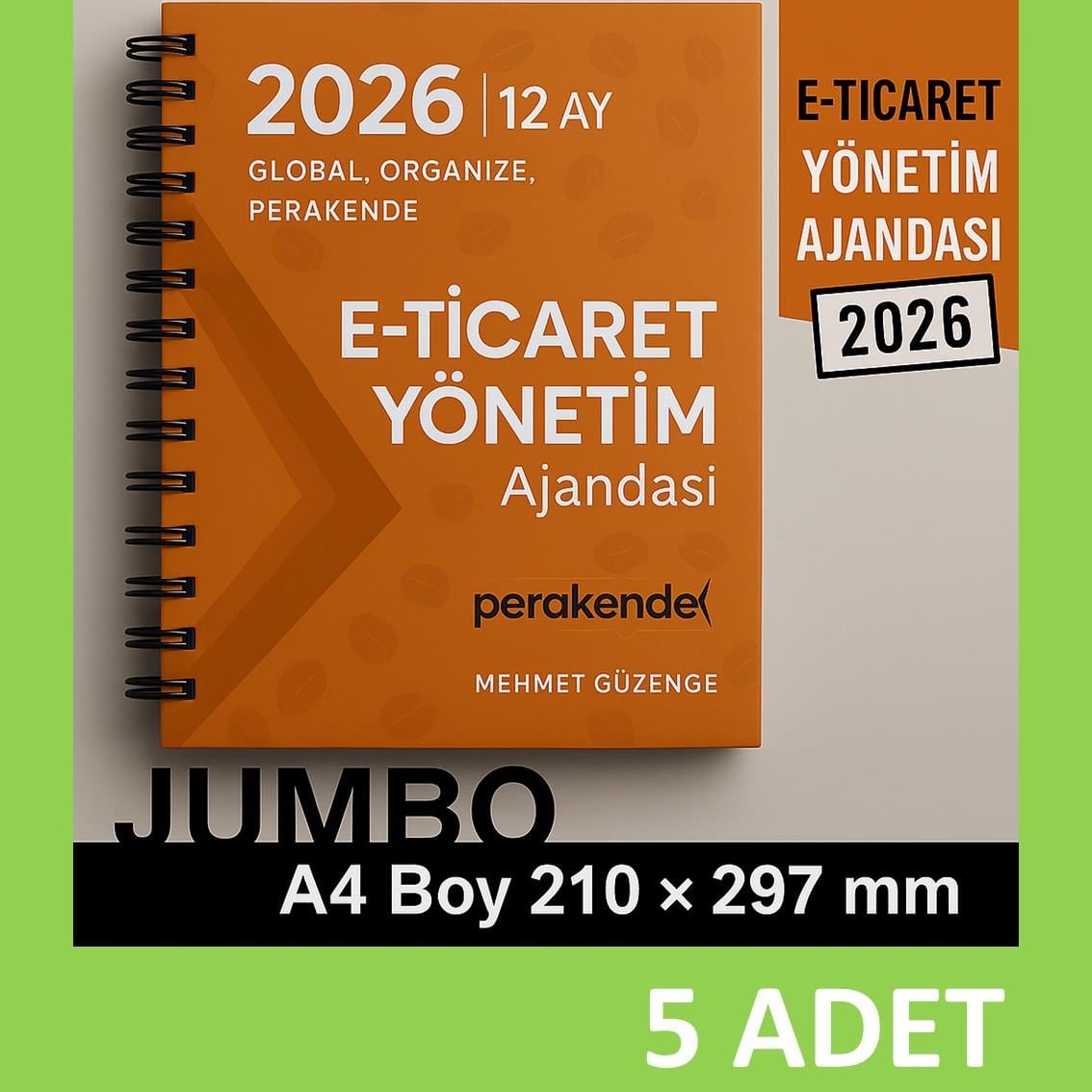 5 adet E-TİCARET YÖNETİM AJANDASI 2026 --xx -JUMBO BOY - 12 AYLIK//MAĞAZA YÖNETİM AJANDASI