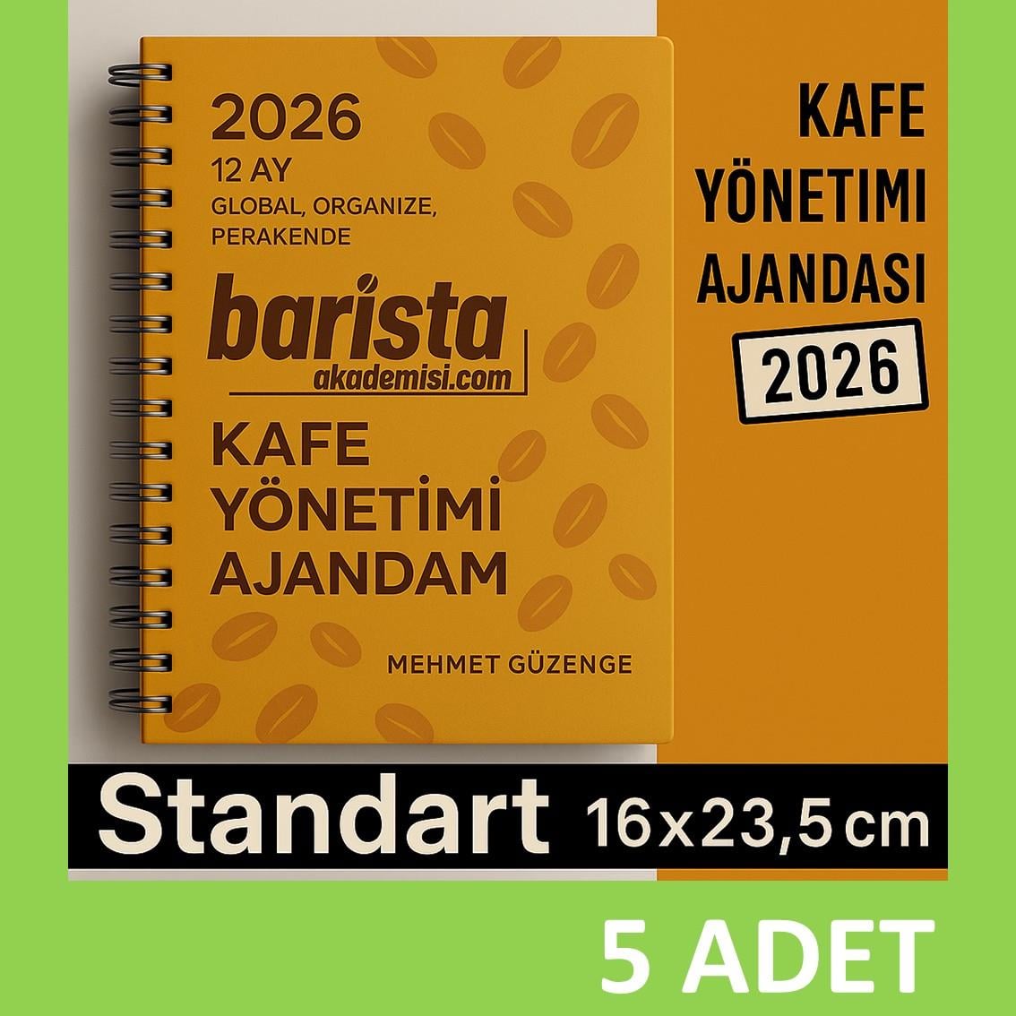 5 adet KAFE YÖNETİM & BARİSTA AJANDASI 2026 --xx -Standart Boy - 12 AYLIK//MAĞAZA YÖNETİM AJANDASI
