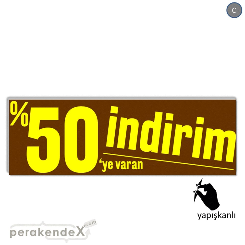 %50 Ye Varan İndirim Kampanyası VİTRİN, CAM FOLYO,  VİNİL (BANNER) -dikdörtgen,tek yön baskı