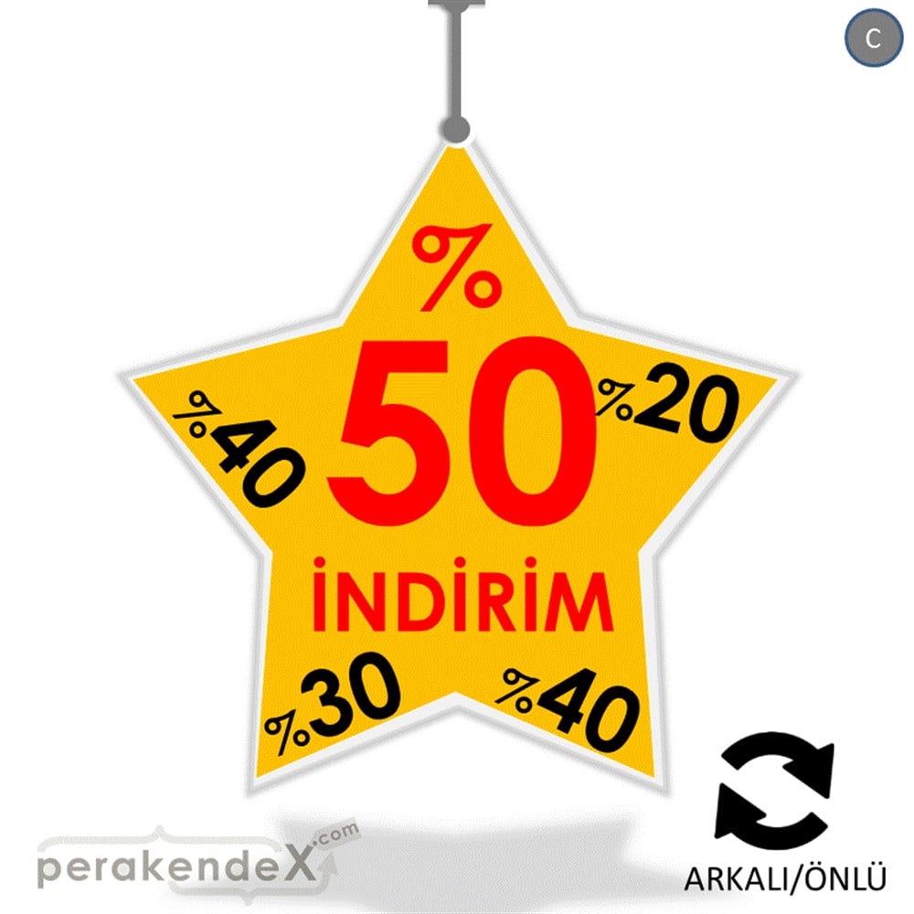 %50'Ye Kadar İndirim Yıldızlı Kademeli DÖNKART -yıldız,çift yön baskı