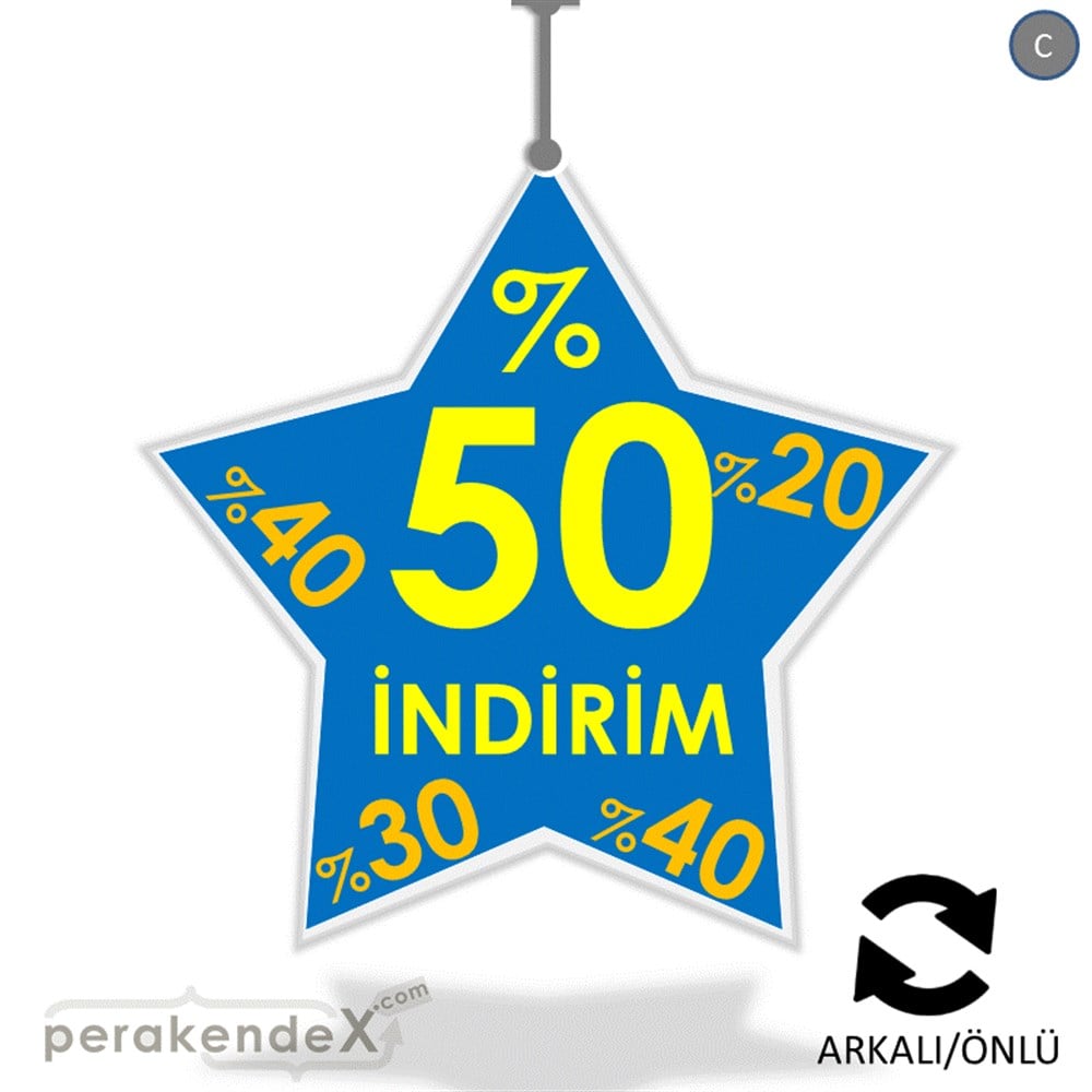 %50'Ye Kadar İndirim Yıldızlı Kademeli DÖNKART -yıldız,çift yön baskı