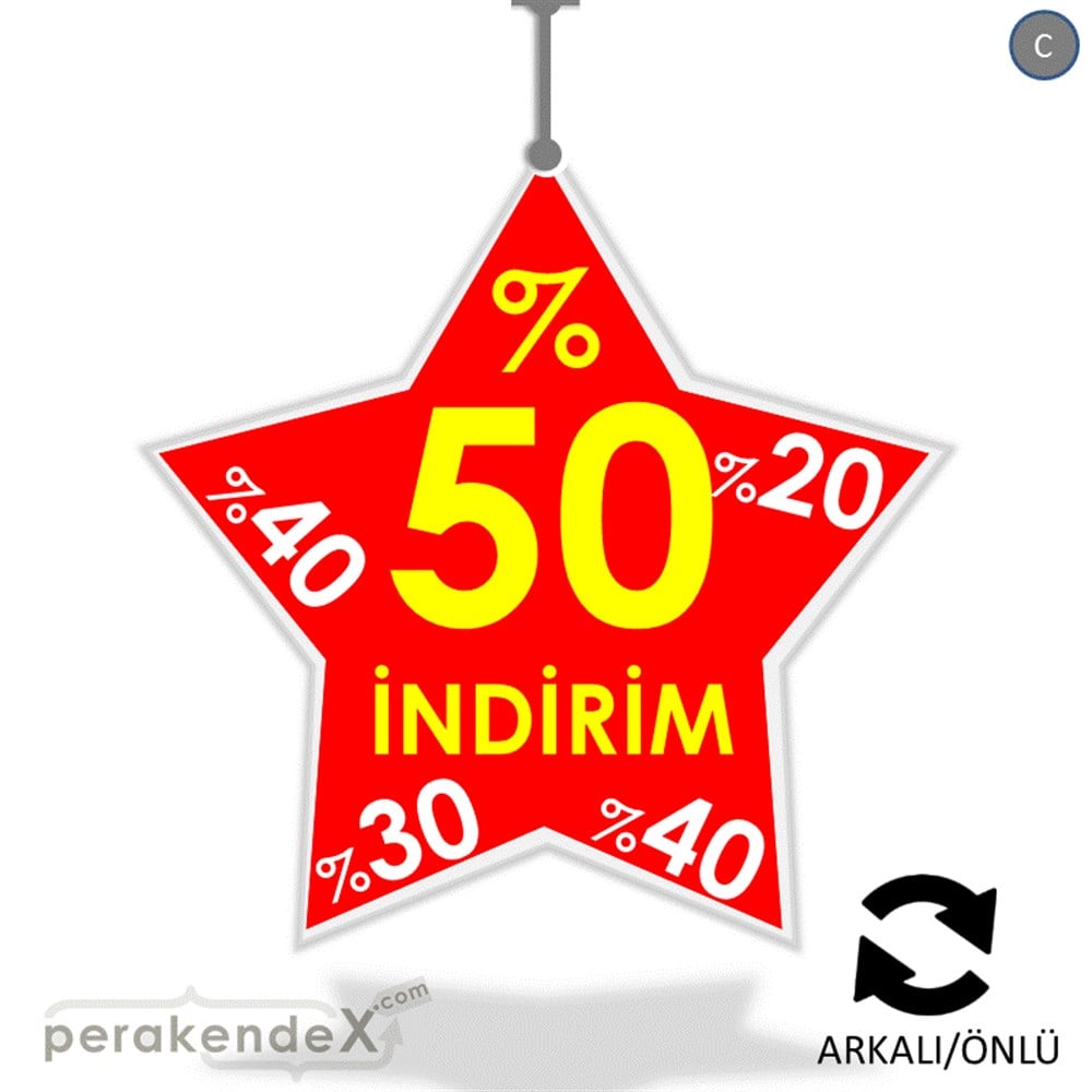 %50'Ye Kadar İndirim Yıldızlı Kademeli DÖNKART -yıldız,çift yön baskı