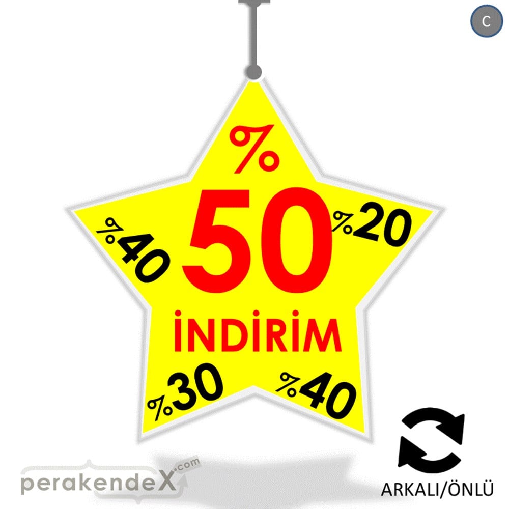 %50'Ye Kadar İndirim Yıldızlı Kademeli DÖNKART -yıldız,çift yön baskı