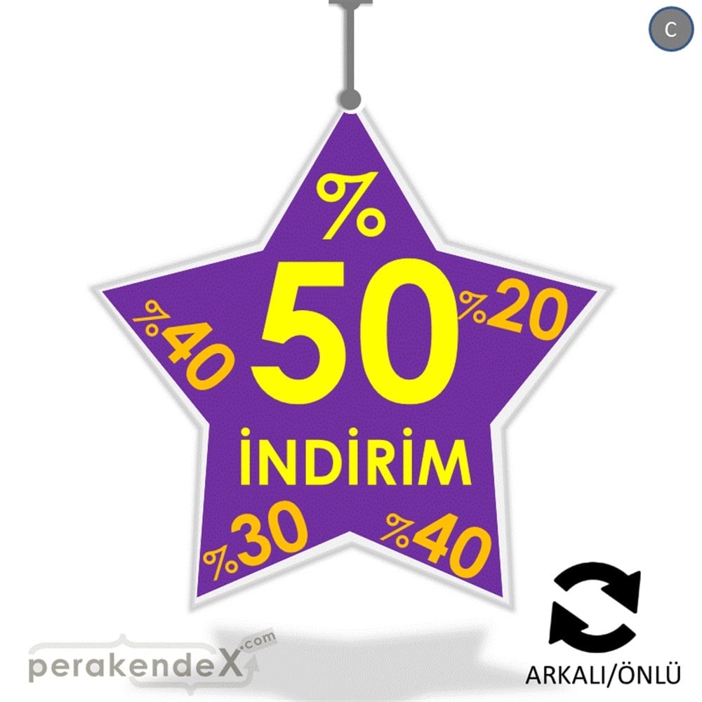 %50'Ye Kadar İndirim Yıldızlı Kademeli DÖNKART -yıldız,çift yön baskı