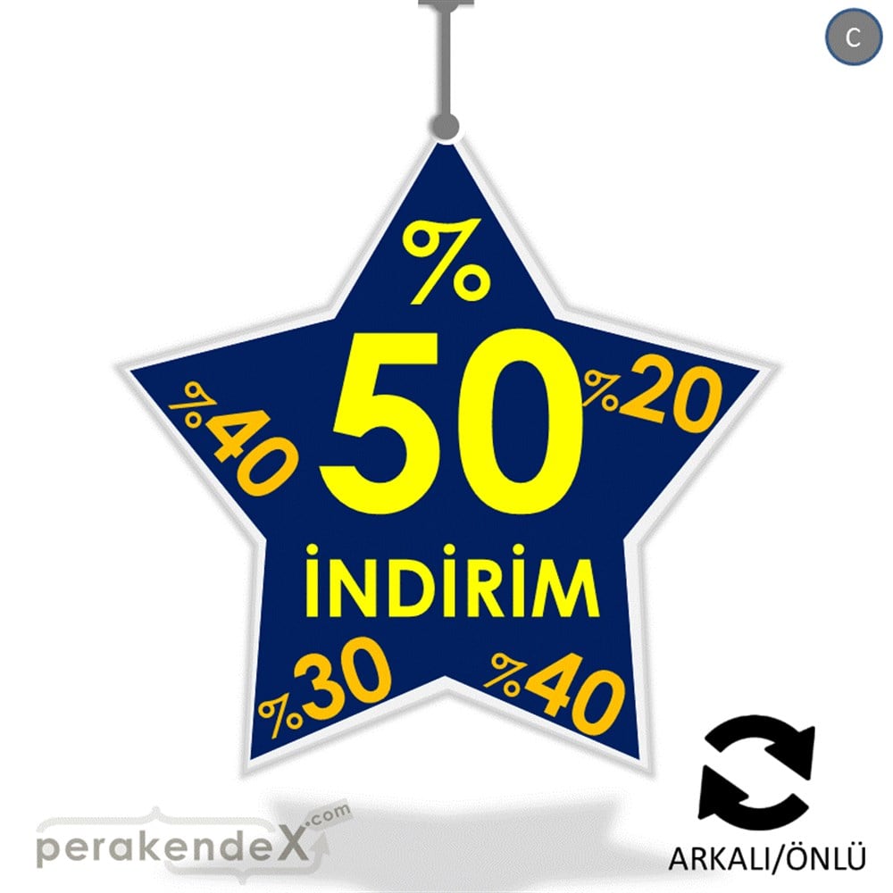%50'Ye Kadar İndirim Yıldızlı Kademeli DÖNKART -yıldız,çift yön baskı