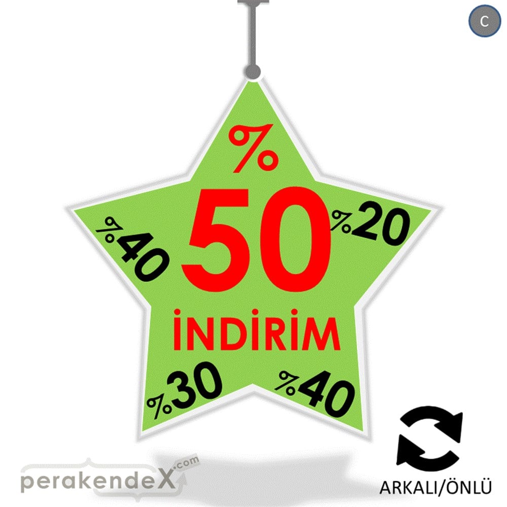 %50'Ye Kadar İndirim Yıldızlı Kademeli DÖNKART -yıldız,çift yön baskı