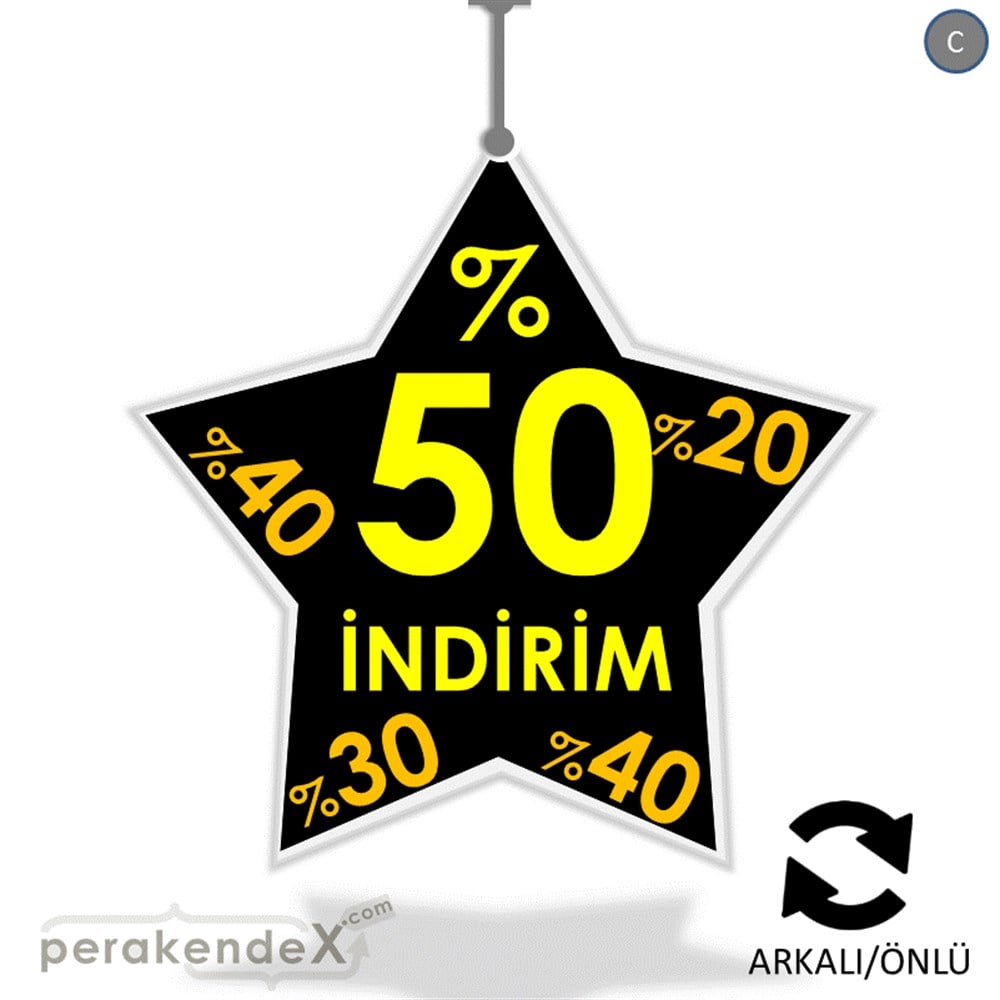 %50'Ye Kadar İndirim Yıldızlı Kademeli DÖNKART -yıldız,çift yön baskı