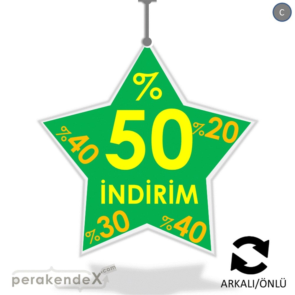 %50'Ye Kadar İndirim Yıldızlı Kademeli DÖNKART -yıldız,çift yön baskı