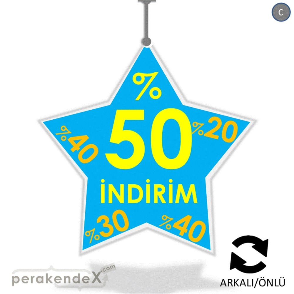 %50'Ye Kadar İndirim Yıldızlı Kademeli DÖNKART -yıldız,çift yön baskı
