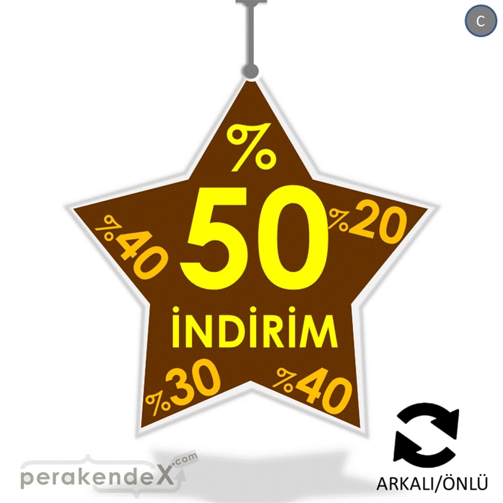%50'Ye Kadar İndirim Yıldızlı Kademeli DÖNKART -yıldız,çift yön baskı