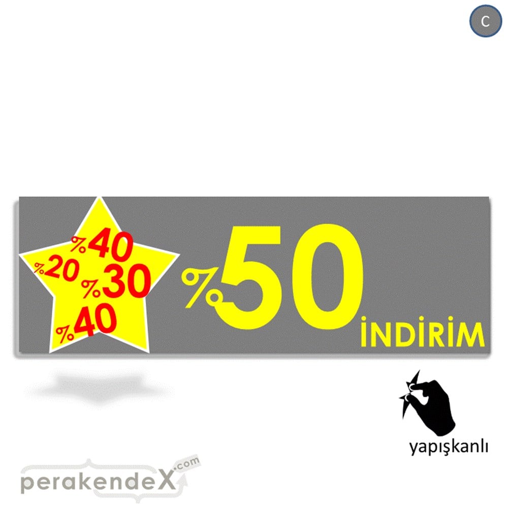 %50'Ye Kadar İndirim Yıldızlı Kademeli VİTRİN, CAM FOLYO,  VİNİL (BANNER) -dikdörtgen,tek yön baskı