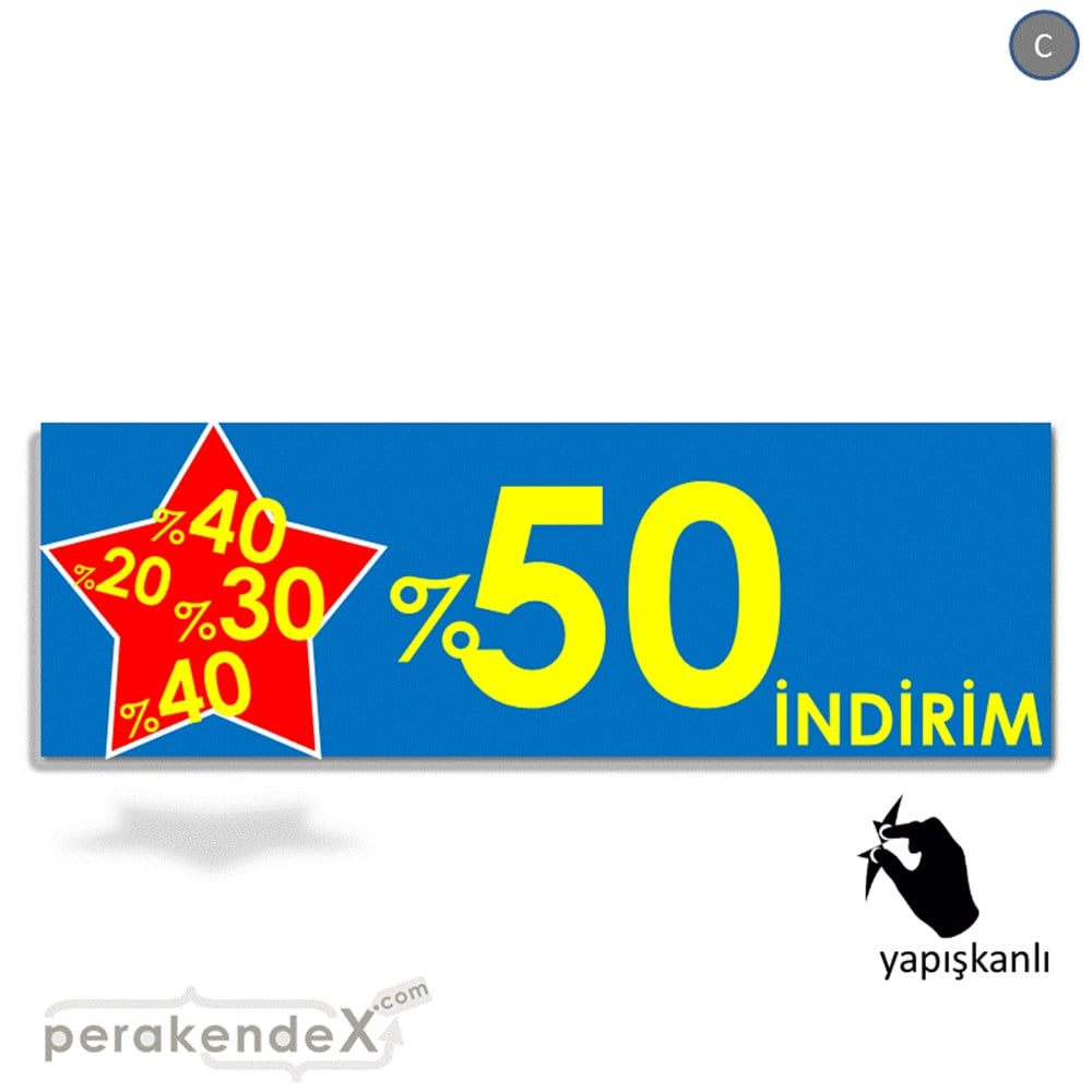 %50'Ye Kadar İndirim Yıldızlı Kademeli VİTRİN, CAM FOLYO,  VİNİL (BANNER) -dikdörtgen,tek yön baskı