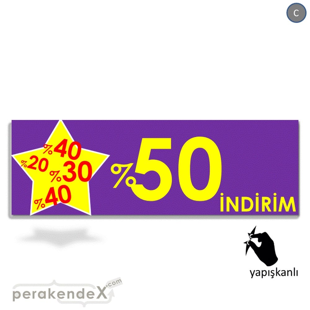 %50'Ye Kadar İndirim Yıldızlı Kademeli VİTRİN, CAM FOLYO,  VİNİL (BANNER) -dikdörtgen,tek yön baskı