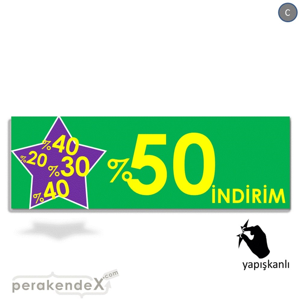 %50'Ye Kadar İndirim Yıldızlı Kademeli VİTRİN, CAM FOLYO,  VİNİL (BANNER) -dikdörtgen,tek yön baskı