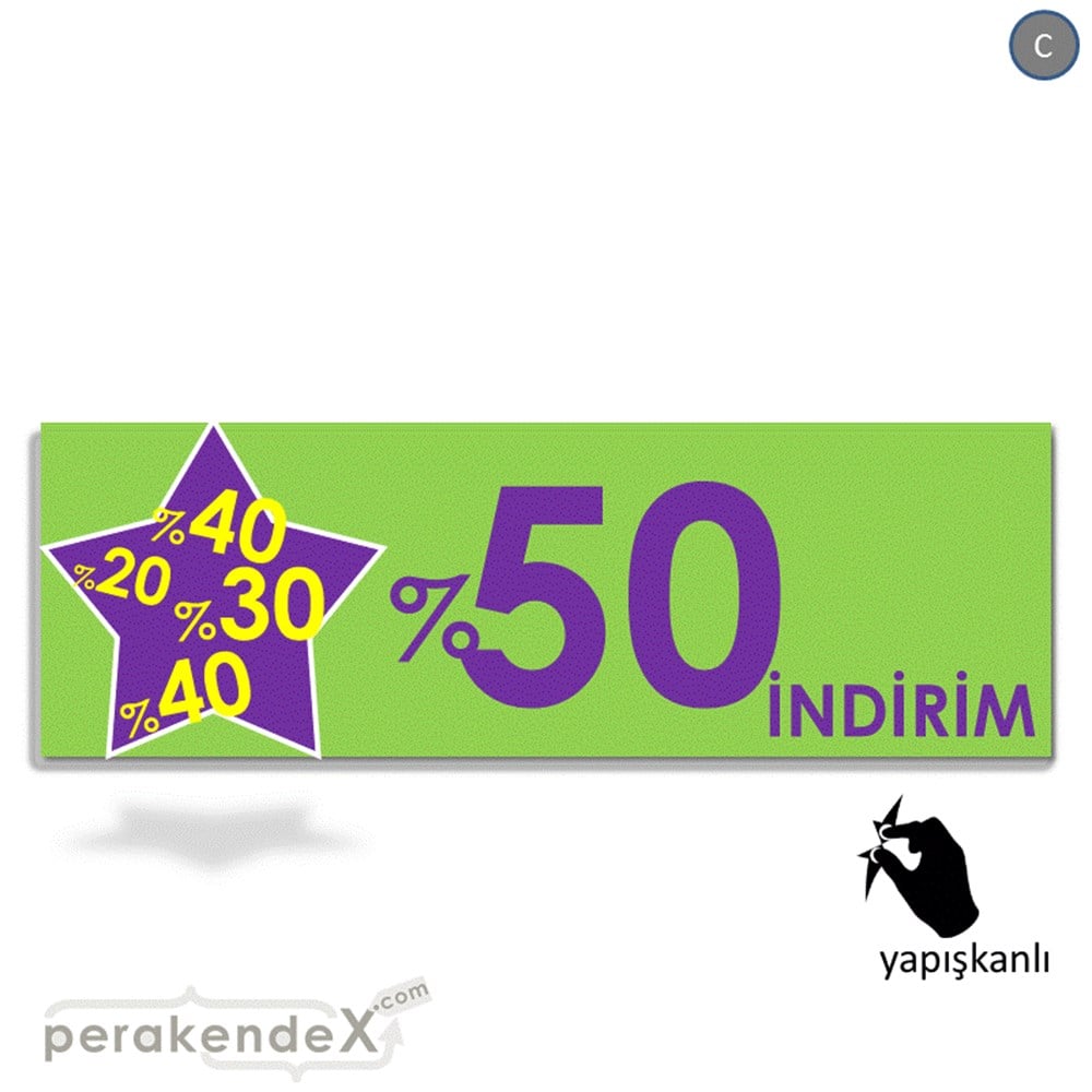 %50'Ye Kadar İndirim Yıldızlı Kademeli VİTRİN, CAM FOLYO,  VİNİL (BANNER) -dikdörtgen,tek yön baskı