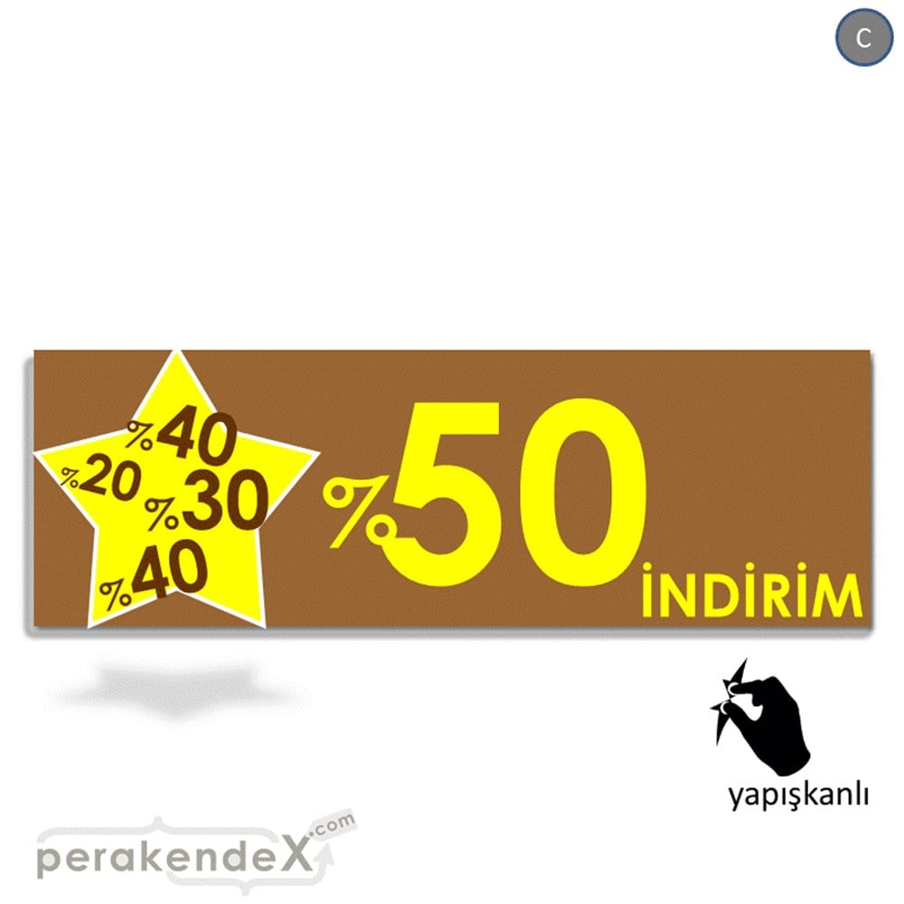 %50'Ye Kadar İndirim Yıldızlı Kademeli VİTRİN, CAM FOLYO,  VİNİL (BANNER) -dikdörtgen,tek yön baskı