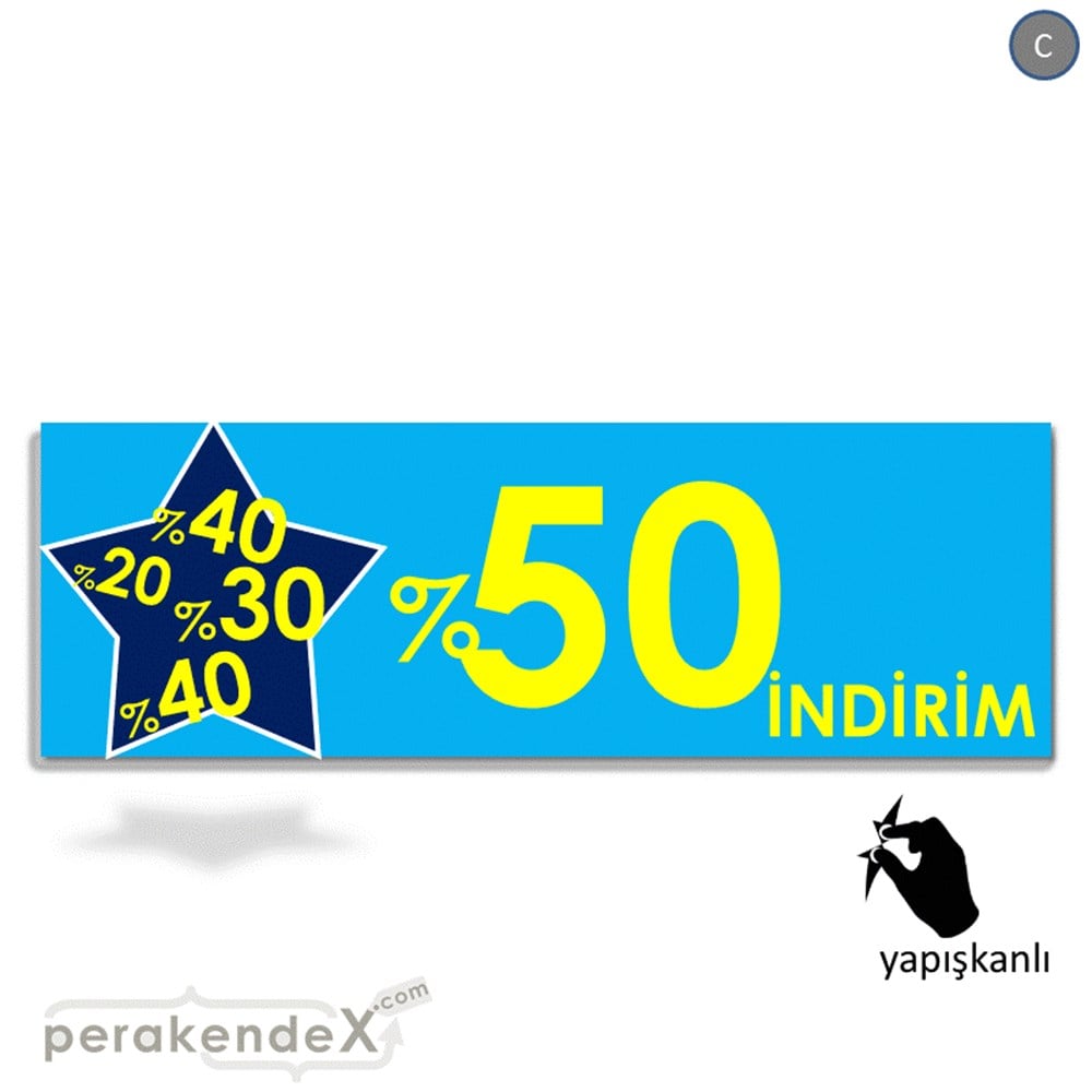 %50'Ye Kadar İndirim Yıldızlı Kademeli VİTRİN, CAM FOLYO,  VİNİL (BANNER) -dikdörtgen,tek yön baskı
