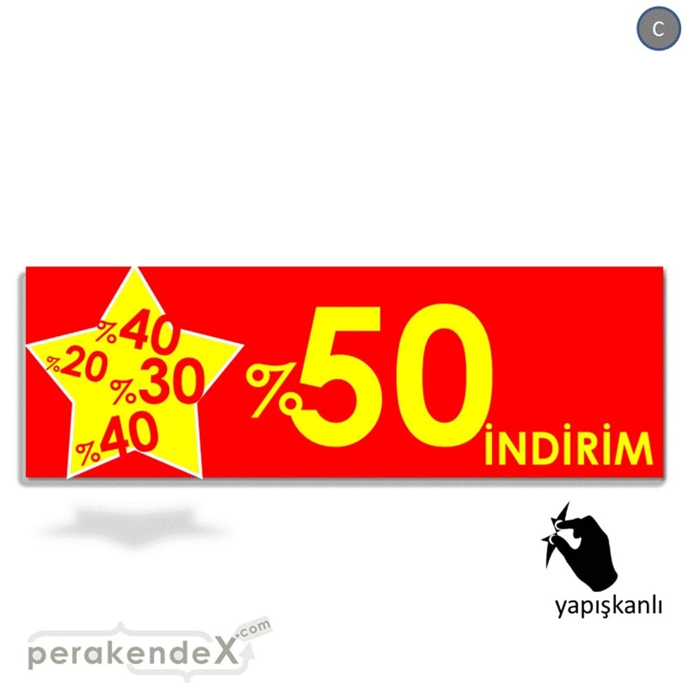 %50'Ye Kadar İndirim Yıldızlı Kademeli VİTRİN, CAM FOLYO,  VİNİL (BANNER) -dikdörtgen,tek yön baskı